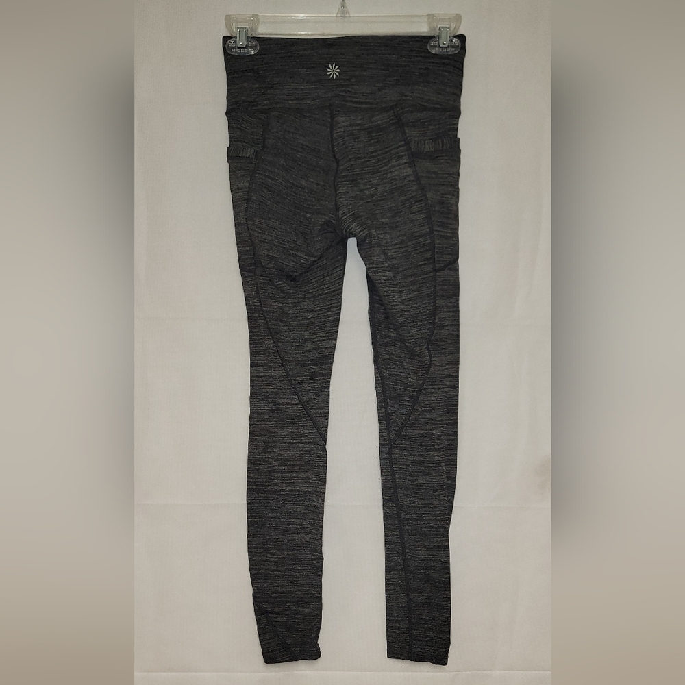 Athleta Womens High Rise Space Dye Leggings Grey Side Pockets Yoga Pants XS - Picture 2 of 10
